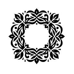 Elegant Black Floral Frame: Vector Decorative Element on White