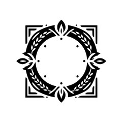 Fototapeta premium Black & White Ornamental Frame with Foliage - Vector Illustration