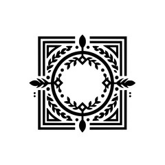 Geometric Floral Black and White Decorative Design