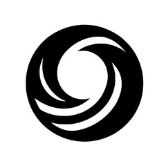 Abstract Black Swirl Logo Element on White Background