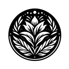 Elegant Floral Mandala in Black and White, Geometric Design