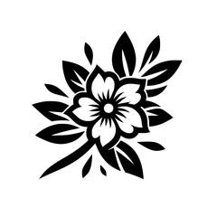Black & White Floral Vector Illustration, Minimalist Design, Isolated