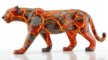 Vibrant Abstract Panter Sculpture with Lava Texture and Bold Color Patterns for Artistic Display