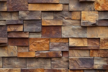 Stone wall pattern. Various shades of brown and orange