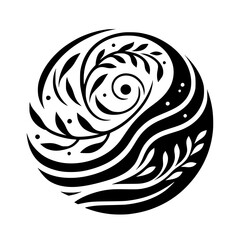 Elegant Black and White Floral Circular Design