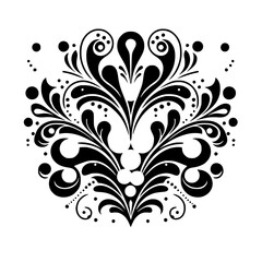 Elegant Black and White Floral Ornament with 3D Pearl Accents