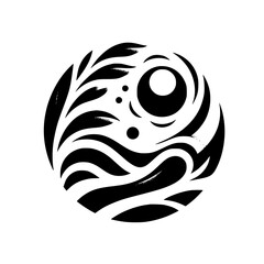 Abstract Black and White Organic Design in a Circle