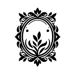 Elegant Black & White Floral Oval Frame Design