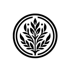 Minimalist Black and White Tree Logo in Circle, Clean Design