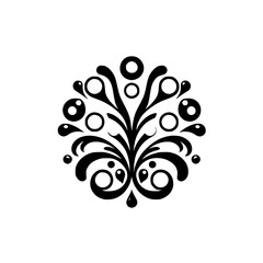 Elegant Black and White Floral Ornament with Pearls