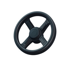 Obraz premium Close up of a metallic steering wheel isolated on dark background for automotive design and transportation themes
