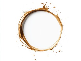 Golden Liquid Circle Splash on White Background