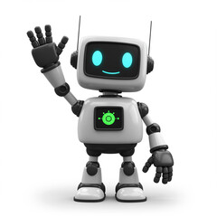 Fototapeta premium Cheerful 3D Cartoon Robot Waving Free Stock Photo
