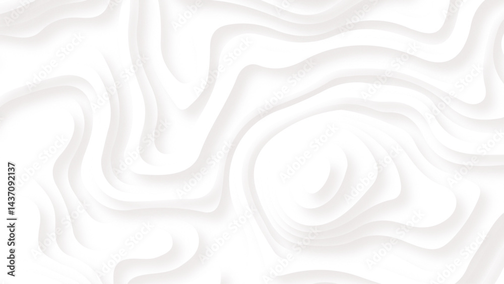 Poster abstract white paper cut background with lines. background of the topographic map.