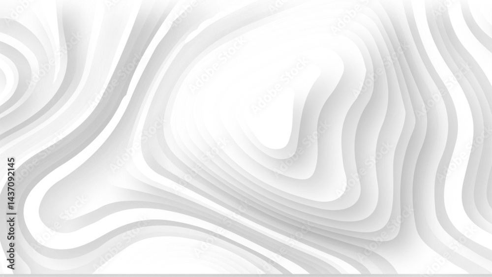 Poster abstract white paper cut background with lines. background of the topographic map.