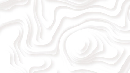 Abstract white paper cut background with lines. Background of the topographic map.