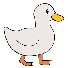 duck walking left doodle illustration