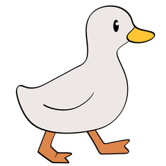 duck walking right doodle illustration