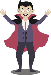 Illustration of Halloween Vampire. Vector Character in Flat Cartoon Design.