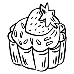 cute cake illustration black and white