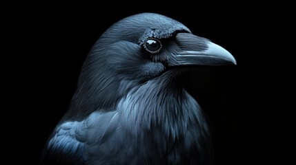 Raven portrait in dark setting