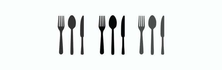 Plate, fork and knife for apps and websites. Dinner service - stock vector.