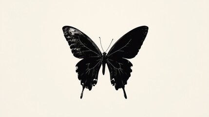 Fototapeta premium Black butterfly, studio shot, neutral background, design element