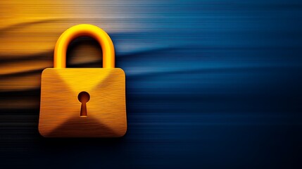 Fototapeta premium Vibrant digital image of a golden padlock symbolizing security against a blue and orange background
