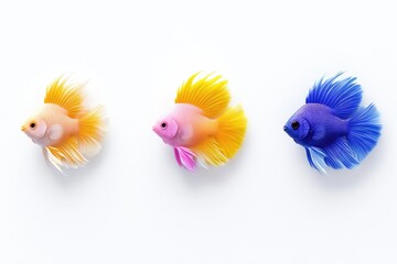 Three colorful fish in a row