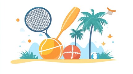 Beach sports equipment summer fun