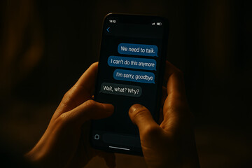 mobile phone in hand with text messages