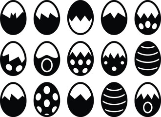 Easter Egg Silhouette Collection, Decorative Spring Holiday Vector Set.