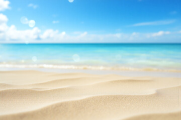 beach scene with a blue sky and white sand
