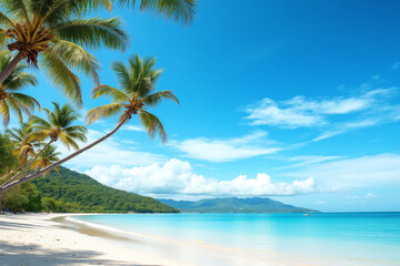 Obraz premium beach with palm trees and the ocean in the background 1