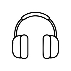 Fototapeta premium Minimal line art of safety earmuffs, symbolizing hearing protection equipment for noisy workplaces, construction, and industrial safety.