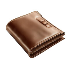 Brown leather wallet, closed and angled