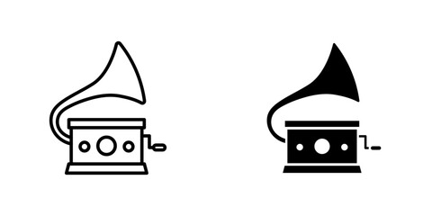 Gramophone flat simple vector icons illustration set.