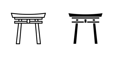 Torii gate flat simple vector icons illustration set.