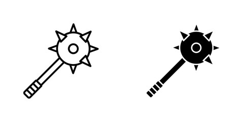 Obraz premium Mace flat simple vector icons illustration set.