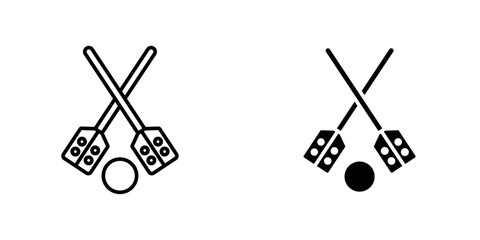 Broom-ball flat simple vector icons illustration set.