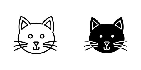 Cat flat simple vector icons illustration set.