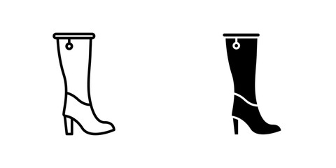 Heeled Boot flat simple vector icons illustration set.