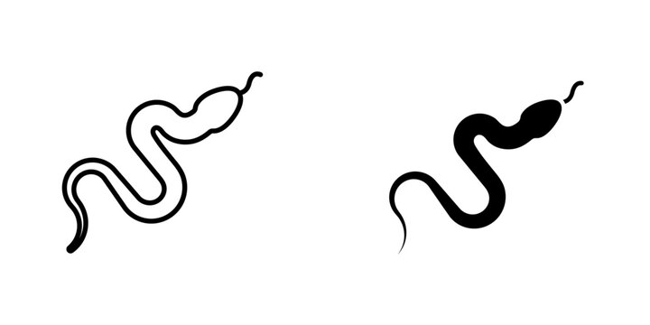 Snake flat simple vector icons illustration set.