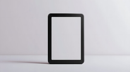 Sleek black e reader device stands upright against minimalist background