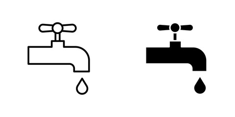 Faucet drip flat simple vector icons illustration set.