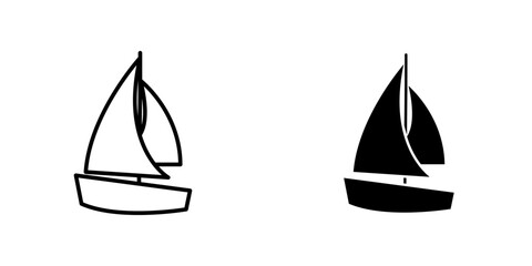 Sailboat flat simple vector icons illustration set.