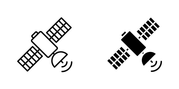 Satellite flat simple vector icons illustration set.