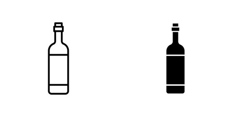 Wine bottle flat simple vector icons illustration set.