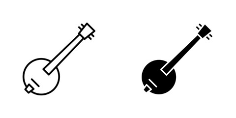 Banjo flat simple vector icons illustration set.