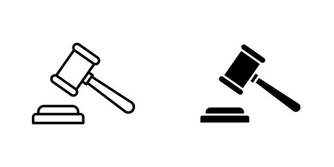 Gavel flat simple vector icons illustration set.